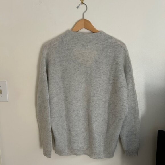 Brunello Cucinelli Gray Mohair Blend  V-Neck Sweater - Size Large - Picture 5 of 7